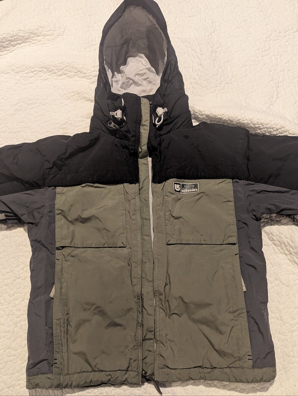 Burton Boys Two-Tone Hooded Ski / Snowboard Jacket - Olive & Black.